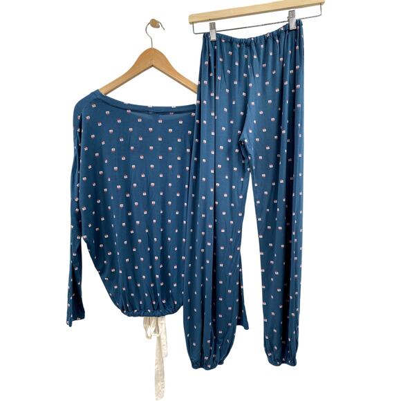 Eberjey Gisele Pajama Set Teal Presents - Picture 4 of 5